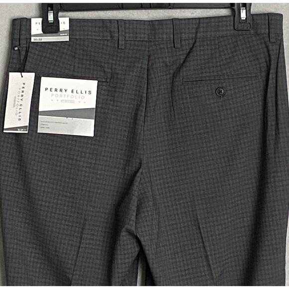Perry Ellis Men's 36x32 Dress Pant Slim Fit Flat Front Stretch Charcoal NEW - Picture 6 of 10